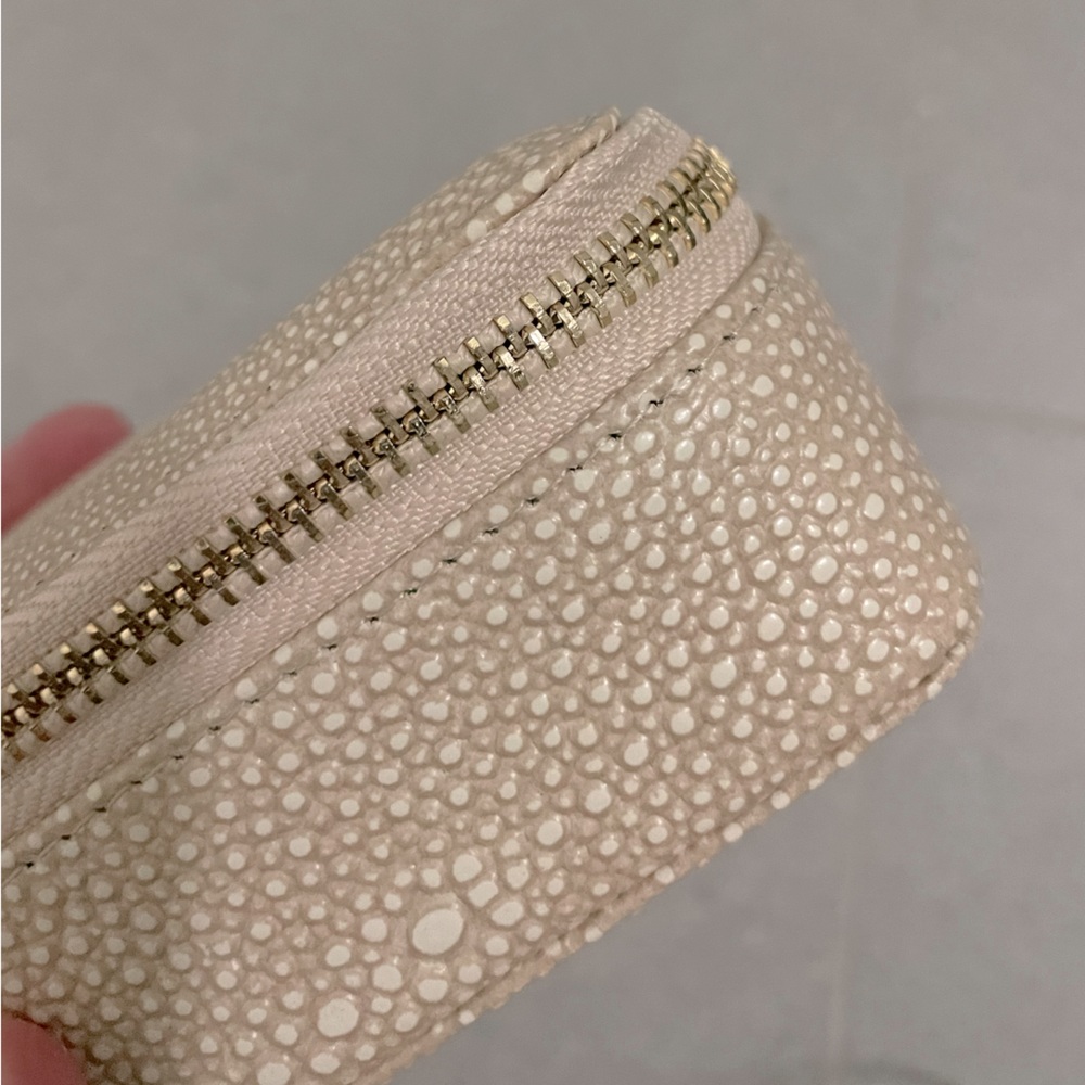 Small Leather Zip Case, Beige